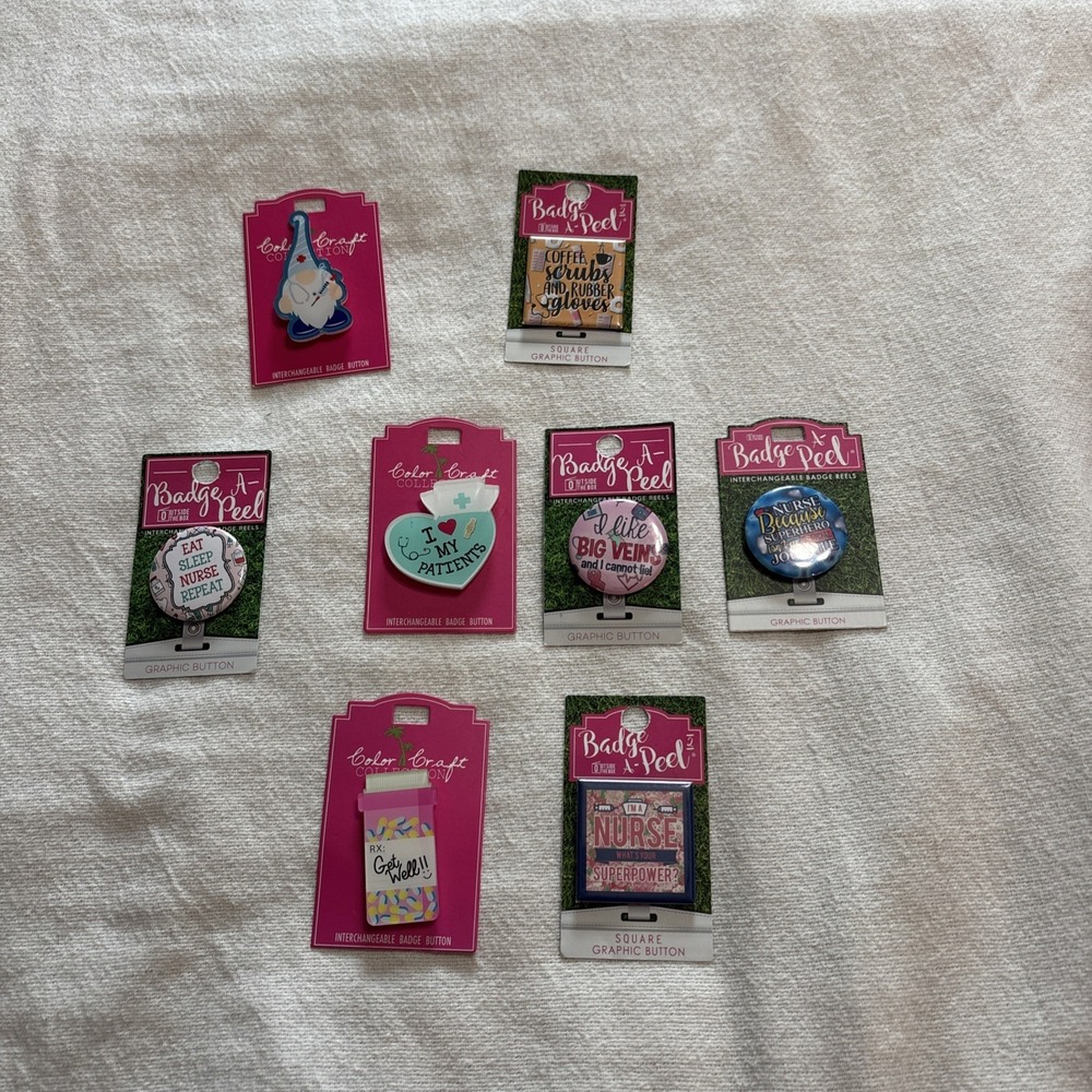 Nurse Badge A Peel  Outside The Box Interchangeable Badge‎ Reels Lot Of 8